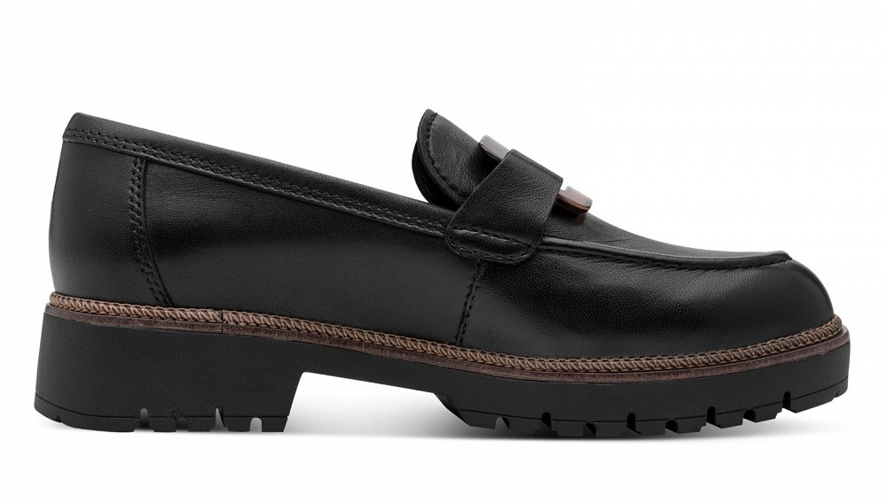 Tamaris Γυναικείο Δερμάτινο Loafer 1-24722-43 003 Black Leather