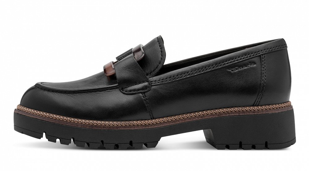 Tamaris Γυναικείο Δερμάτινο Loafer 1-24722-43 003 Black Leather