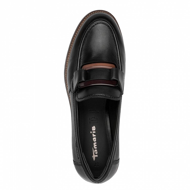 Tamaris Γυναικείο Δερμάτινο Loafer 1-24722-43 003 Black Leather
