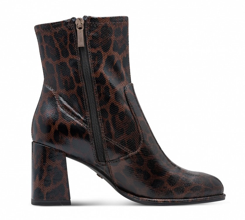 Tamaris Γυναικείο Μποτάκι Με Τακούνι 1-25057-43 389 Mocca Leopard