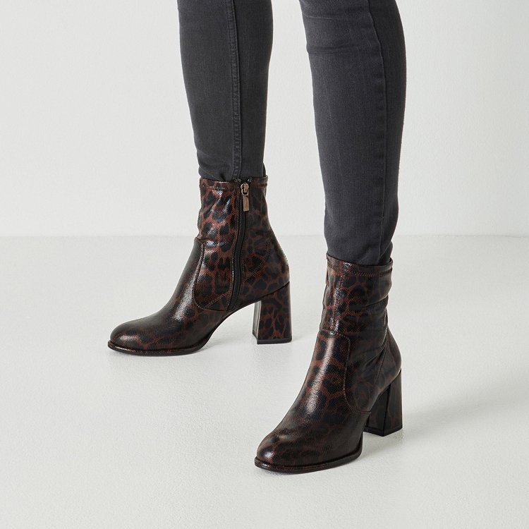 Tamaris Γυναικείο Μποτάκι Με Τακούνι 1-25057-43 389 Mocca Leopard