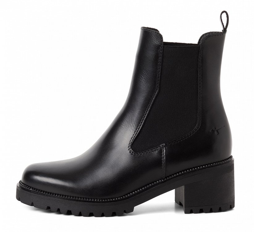 Tamaris Δερμάτινο Μποτάκι 1-25407-47 003 Black Leather