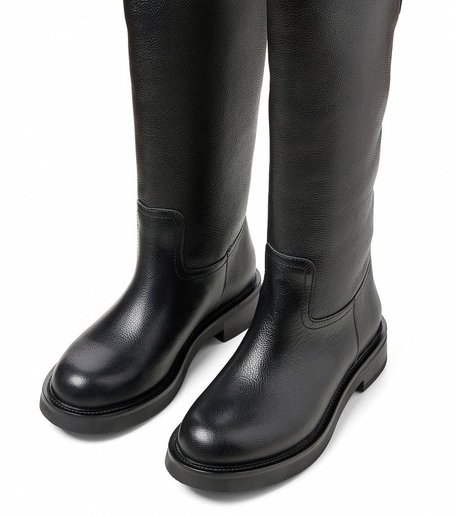 Tamaris NEWD. Δερμάτινη Μπότα Flat 1-25506-43 003 Black Leather