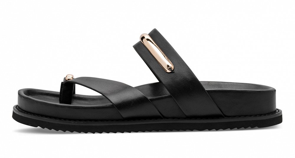 Tamaris Δερμάτινo Flat Sandal 1-27415-46 001 Μαύρο