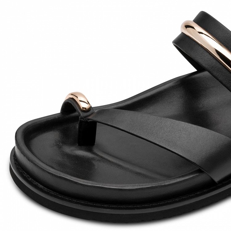 Tamaris Δερμάτινo Flat Sandal 1-27415-46 001 Μαύρο