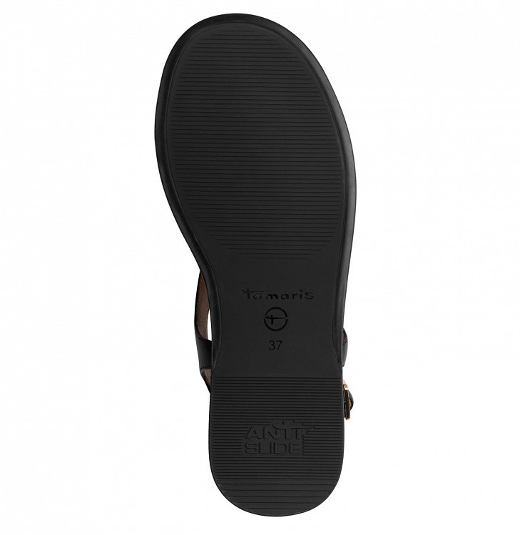 Tamaris Δερμάτινο Flat Πέδιλο 1-28142-46 Μαύρο