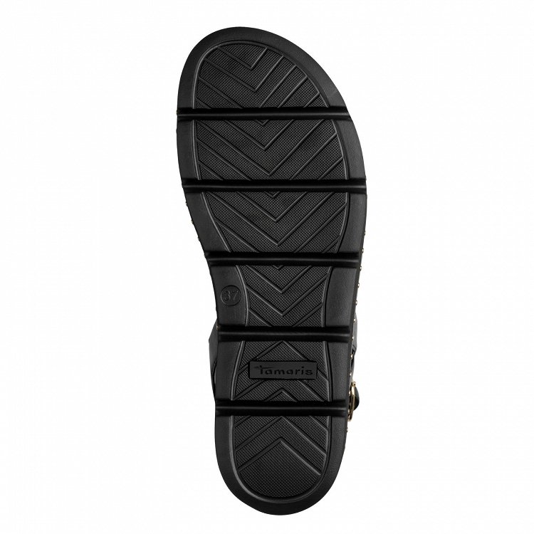 Tamaris Δερμάτινο Flat Πέδιλο 1-28227-46 Black Comb