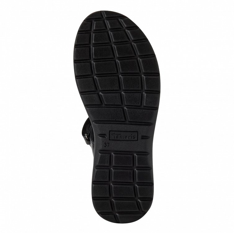 Tamaris Δερμάτινο Flat Πέδιλο 1-28228-44 007 Μαύρο