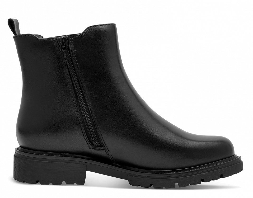 Jana 100% Comfort Γυναικείο Δερμάτινο Μποτάκι Flat 8-25700-45 001 Μαύρο