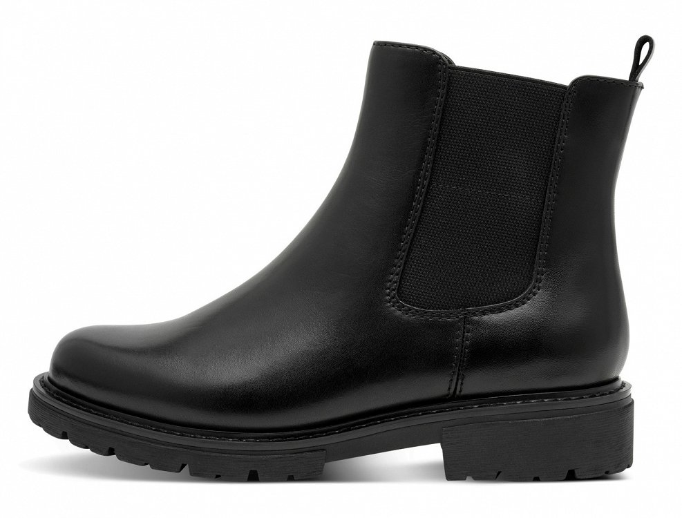 Jana 100% Comfort Γυναικείο Δερμάτινο Μποτάκι Flat 8-25700-45 001 Μαύρο