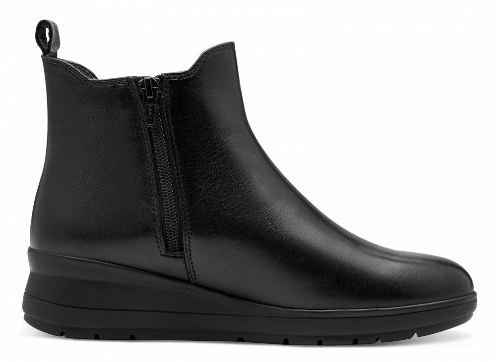 Jana 100% Comfort Γυναικείο Δερμάτινο Μποτάκι Flat 8-25720-45 001 Μαύρο