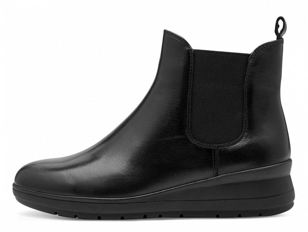 Jana 100% Comfort Γυναικείο Δερμάτινο Μποτάκι Flat 8-25720-45 001 Μαύρο