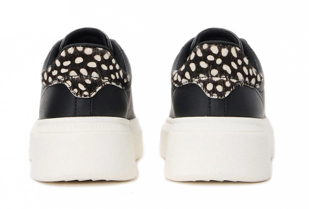 Tommy Hilfiger Γυναικείο Δερμάτινο Sneaker FW0FW09023 0GL Μαύρο