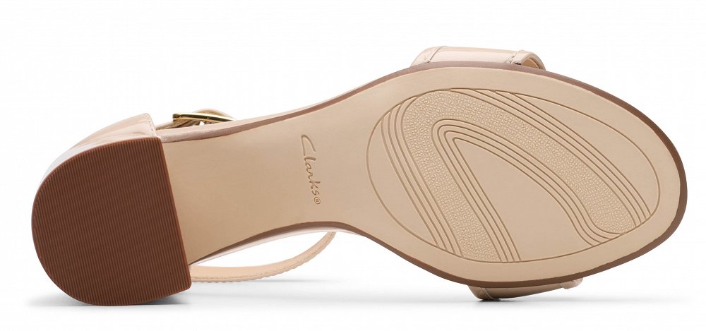 Clarks Δερμάτινο Πέδιλο Ezoria Mae 26181299 Sand Patent