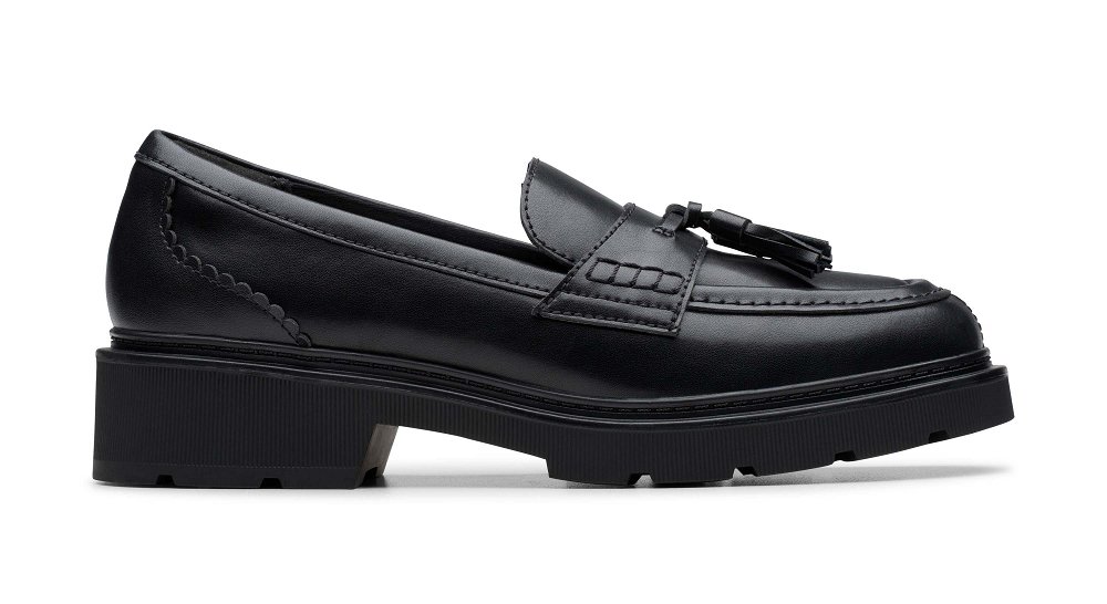 Clarks Γυναικείa Loafers Lauryl Tassel 26184357 Black Leather