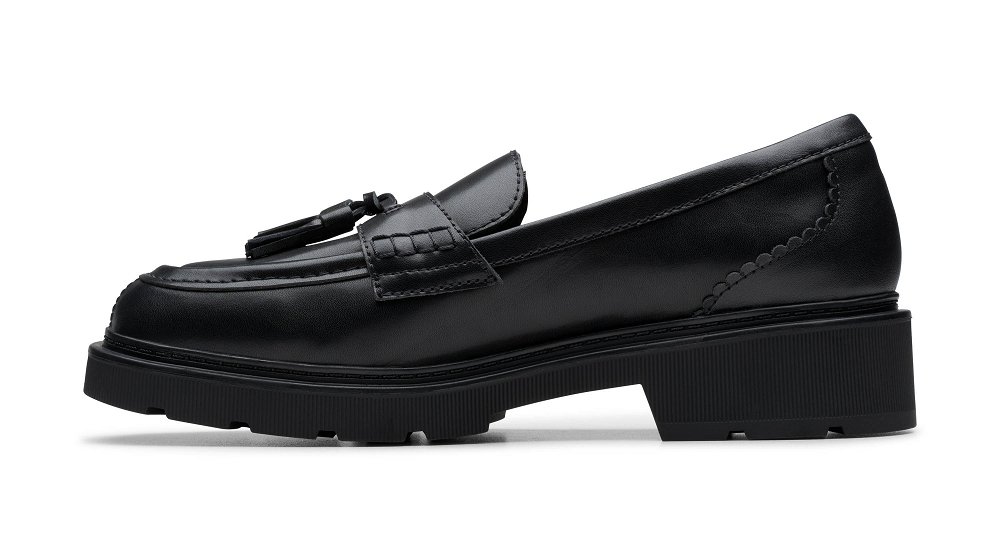 Clarks Γυναικείa Loafers Lauryl Tassel 26184357 Black Leather