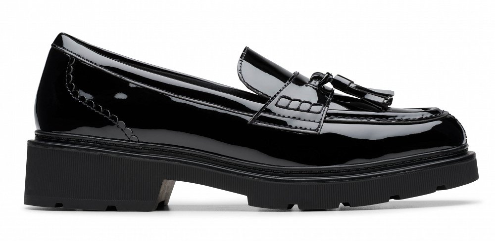 Clarks Γυναικείa Loafers Lauryl Tassel 26184491 Black Pat