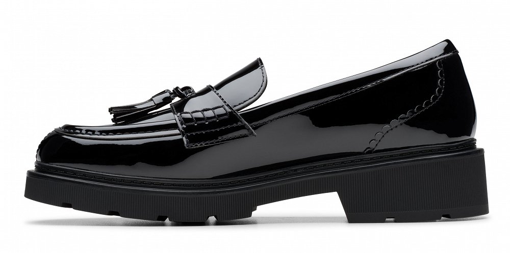 Clarks Γυναικείa Loafers Lauryl Tassel 26184491 Black Pat