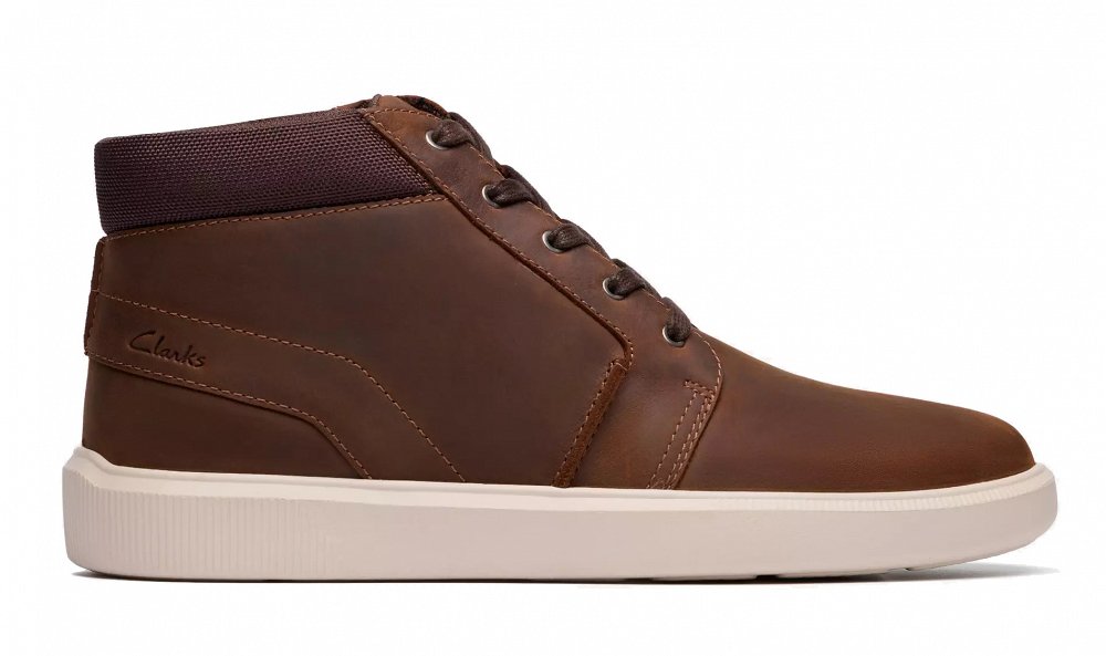 Clarks Ανδρικά Δερμάτινα Μποτάκια Brodin Mid 26185511 Καφέ