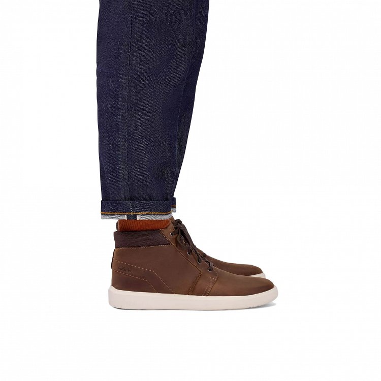 Clarks Ανδρικά Δερμάτινα Μποτάκια Brodin Mid 26185511 Καφέ