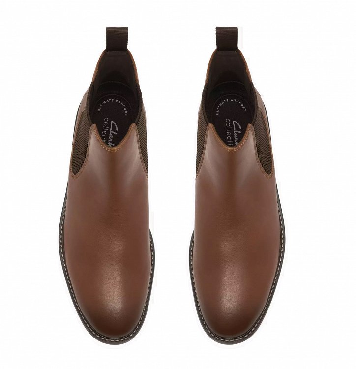 Clarks Ανδρικά Δερμάτινα Μποτάκια Jaxen Easy 26327305 Καφέ