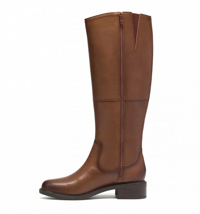 Clarks Γυναικεία Δερμάτινη Flat Μπότα Maye Ride 26328242 British Tan Leather
