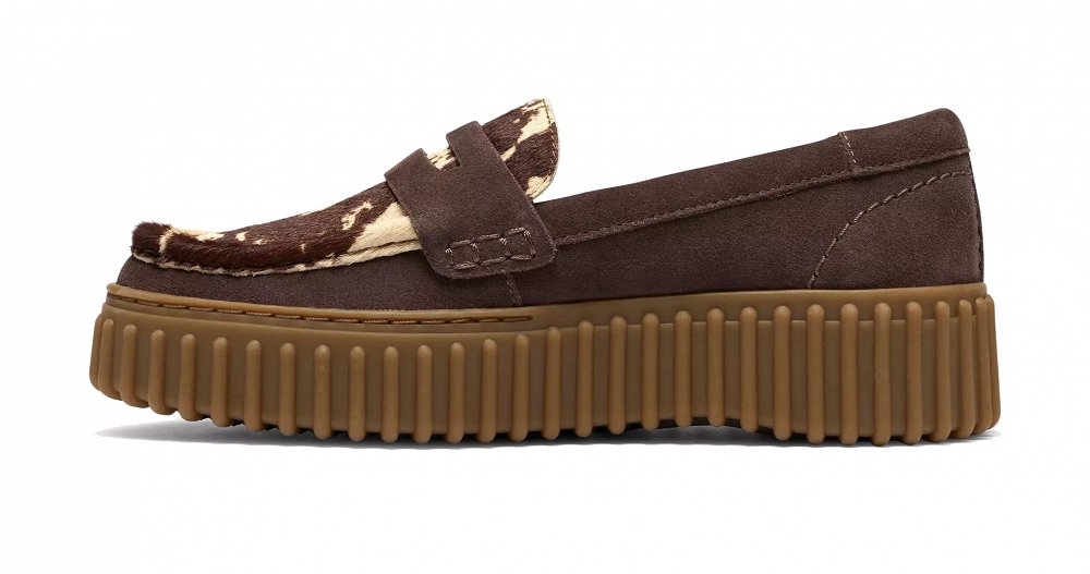 Clarks Γυναικεία Loafers Torhill Penny 26329492 Brown Cow Print