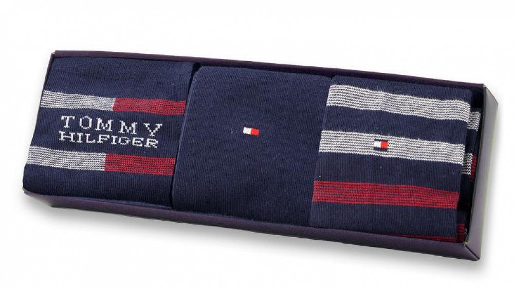 Tommy Hilfiger Σετ 3 Ζευγάρια Ψηλές Κάλτσες 701235376 001 Μπλε