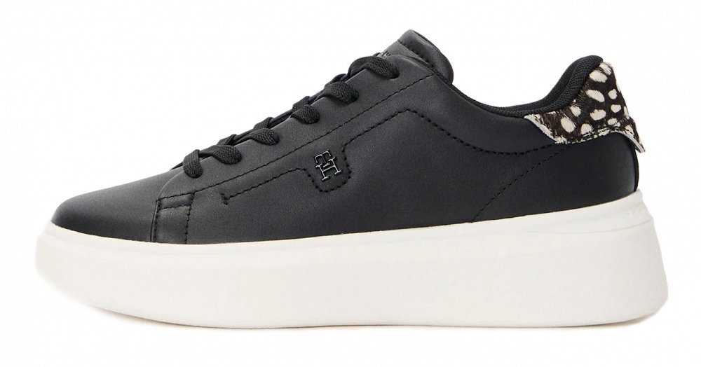 Tommy Hilfiger Γυναικείο Δερμάτινο Sneaker FW0FW09023 0GL Μαύρο