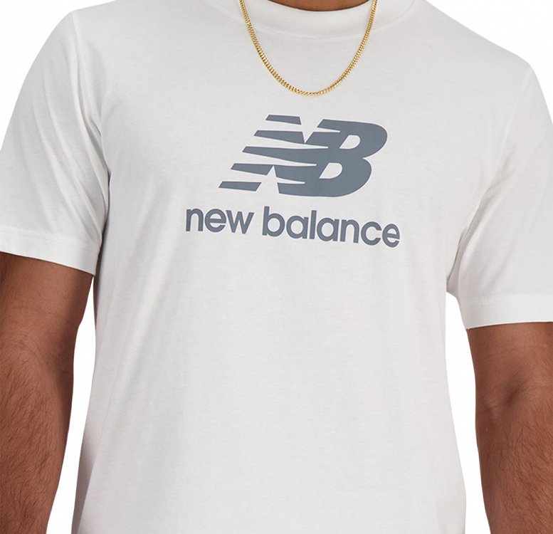 New Balance Ανδρικό Stacked Logo T-shirt MT41502 Λευκό Regular Fit