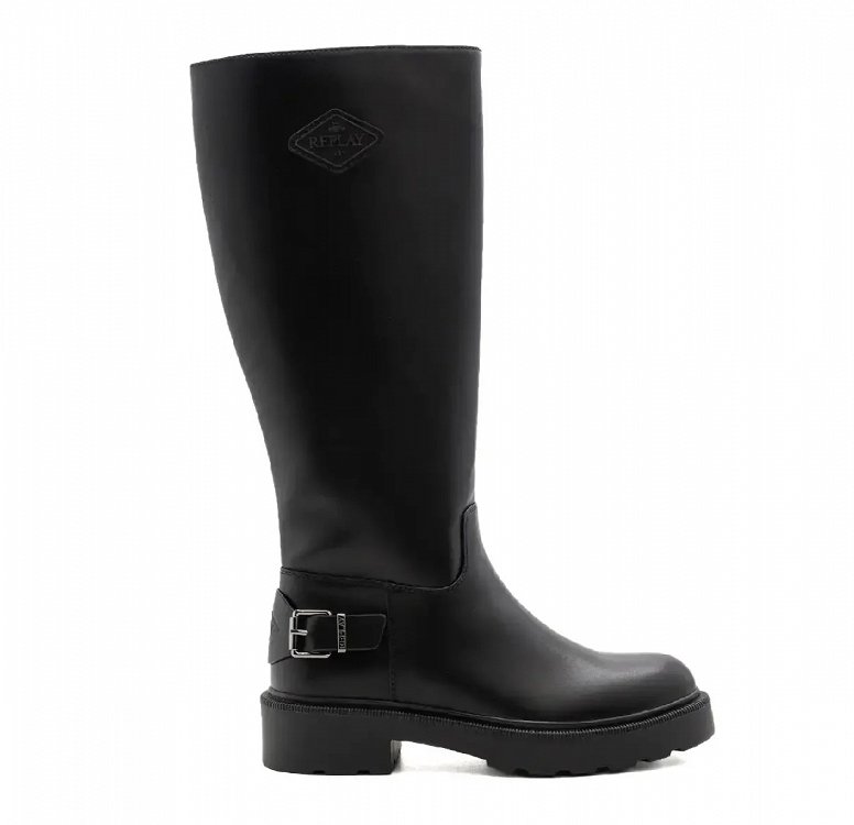 Replay Γυναικεία Flat Μπότα Lydia High GWLB3.000.C0201S C098 Μαύρο
