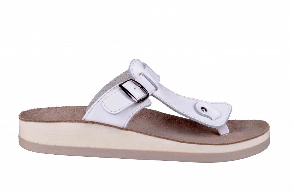 Fantasy Sandals Δερμάτινη Ανατομική Σαγιονάρα S-3000 Λευκό