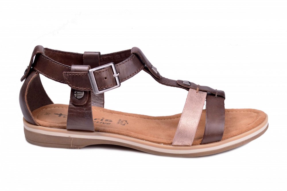Tamaris Δερμάτινο Flat Πέδιλο 1-28111-22 339  Καφε