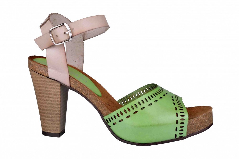 Γυναικεια Δερματινα Ανατομικα Πεδιλα Marila Shoes 748/5020-26 Πρασινο/Μπεζ