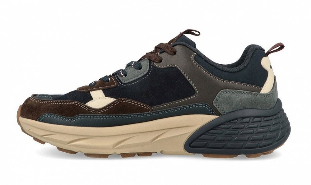 Jeep Ανδρικό Δερμάτινο Sneaker Groove JM62080A 016 Μπλε