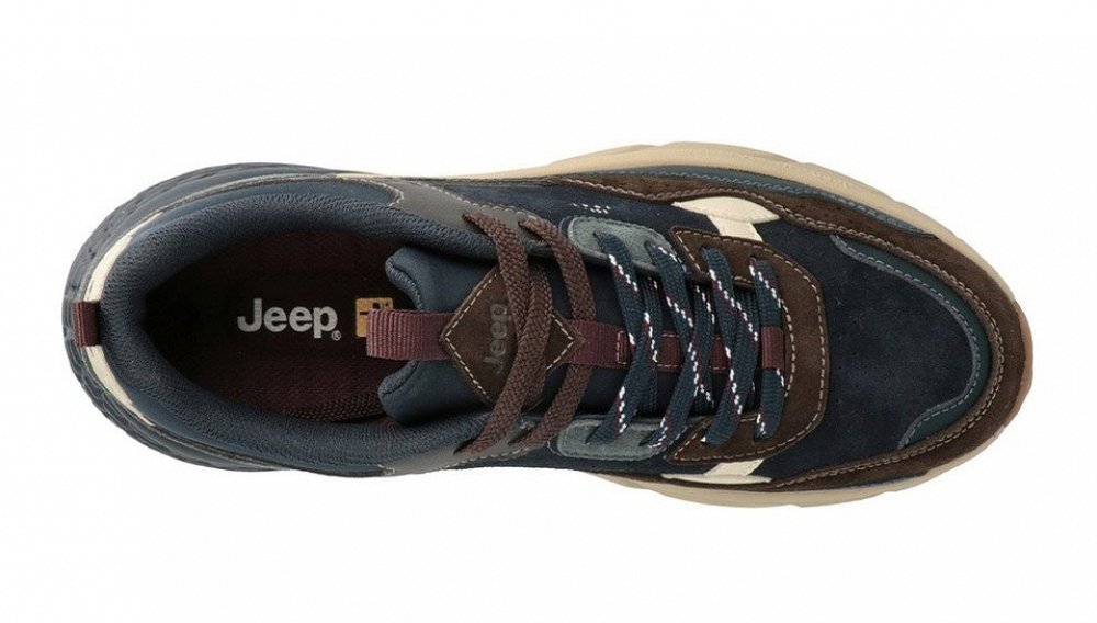 Jeep Ανδρικό Δερμάτινο Sneaker Groove JM62080A 016 Μπλε