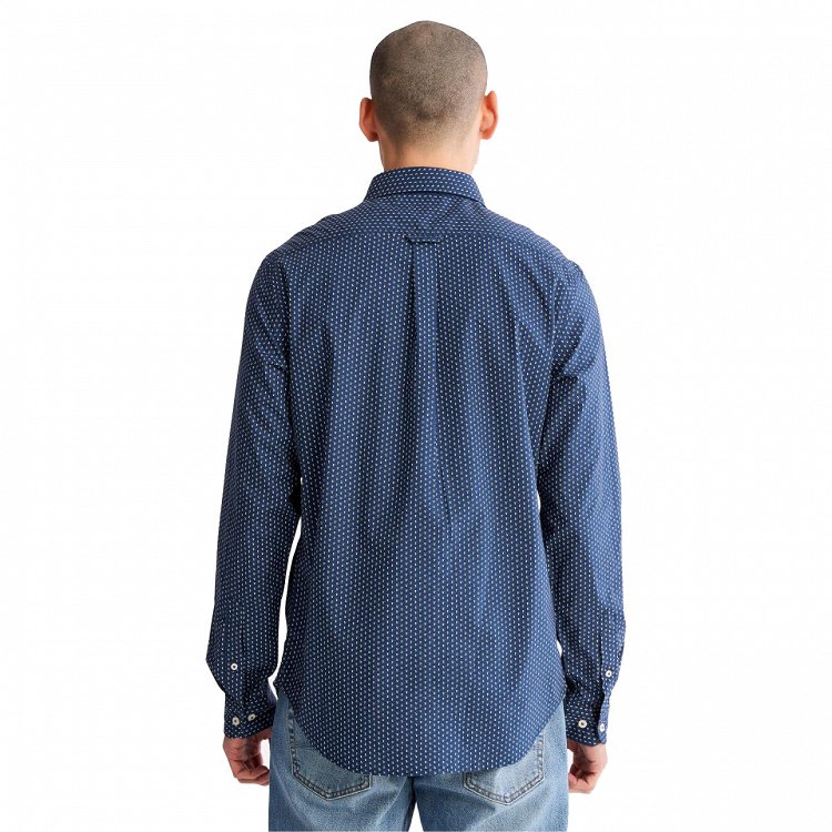 Timberland Ls Micro Aop Shirt A5TQ9 CR9 Dark Blue