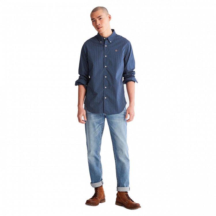 Timberland Ls Micro Aop Shirt A5TQ9 CR9 Dark Blue