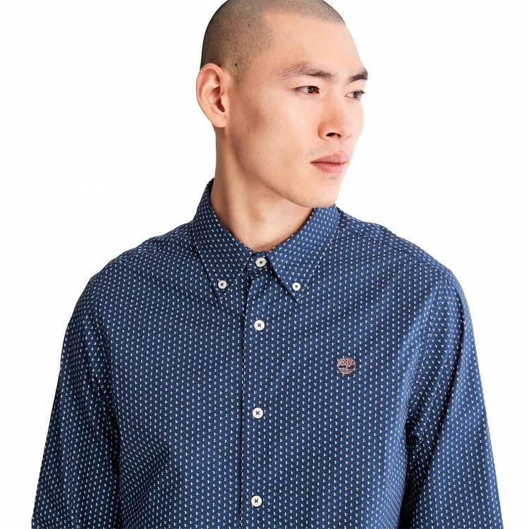 Timberland Ls Micro Aop Shirt A5TQ9 CR9 Dark Blue