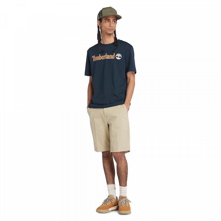 Timberland Linear Logo Short Sleeve A5UPQ 433 Regular Fit Μπλε
