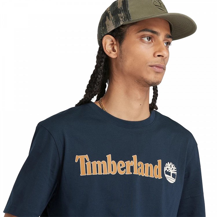 Timberland Linear Logo Short Sleeve A5UPQ 433 Regular Fit Μπλε