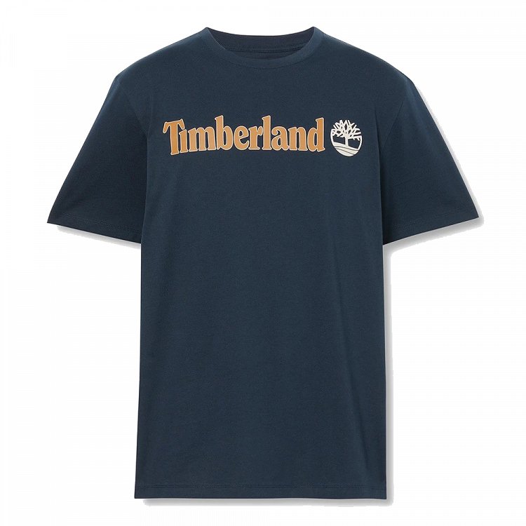 Timberland Linear Logo Short Sleeve A5UPQ 433 Regular Fit Μπλε