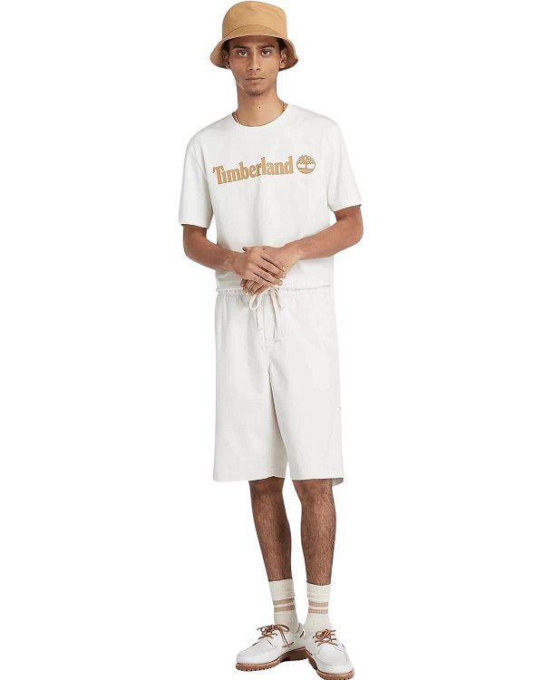 Timberland Linear Logo Short Sleeve A5UPQ CM9 Regular Fit Μπεζ