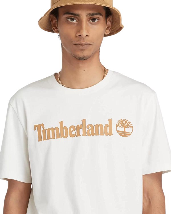 Timberland Linear Logo Short Sleeve A5UPQ CM9 Regular Fit Μπεζ