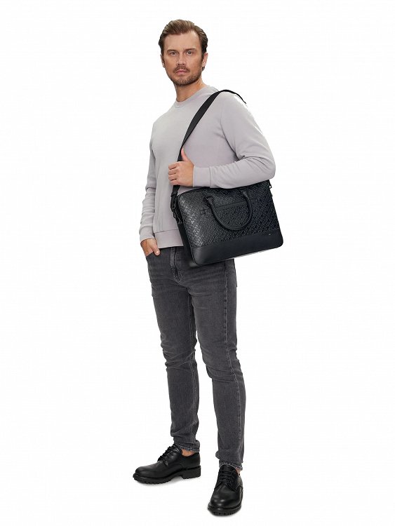 Tommy Hilfiger Monogram Computer Bag AM0AM12675 BDS Μαύρο