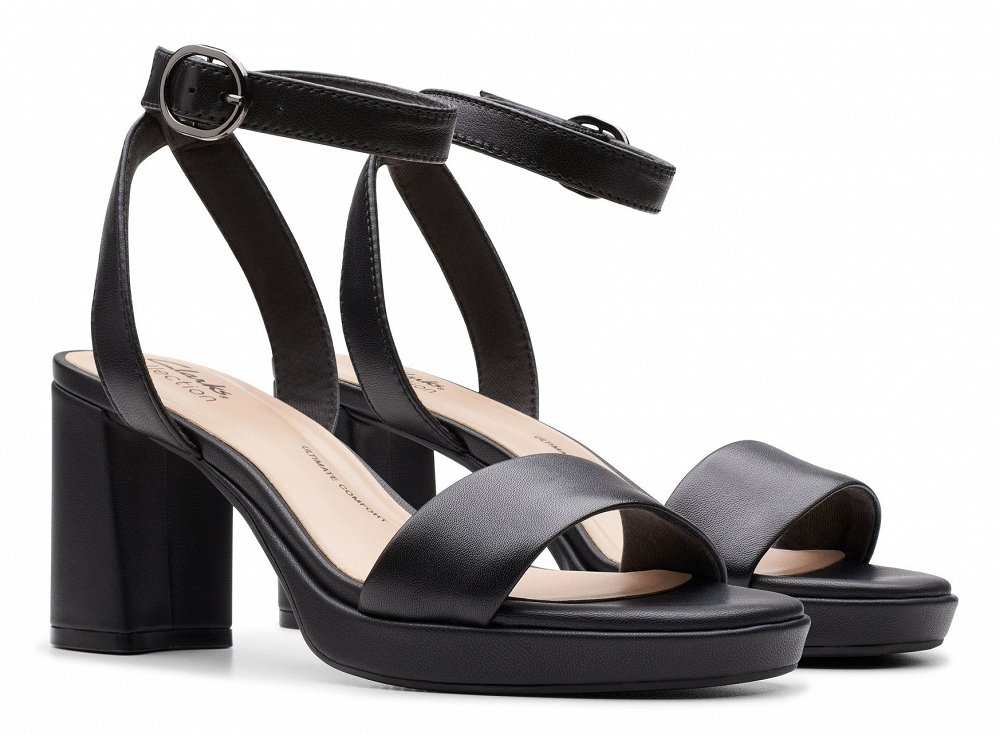 Clarks Δερμάτινο Πέδιλο AmbyrLyn Bay 26177005 Black Leather