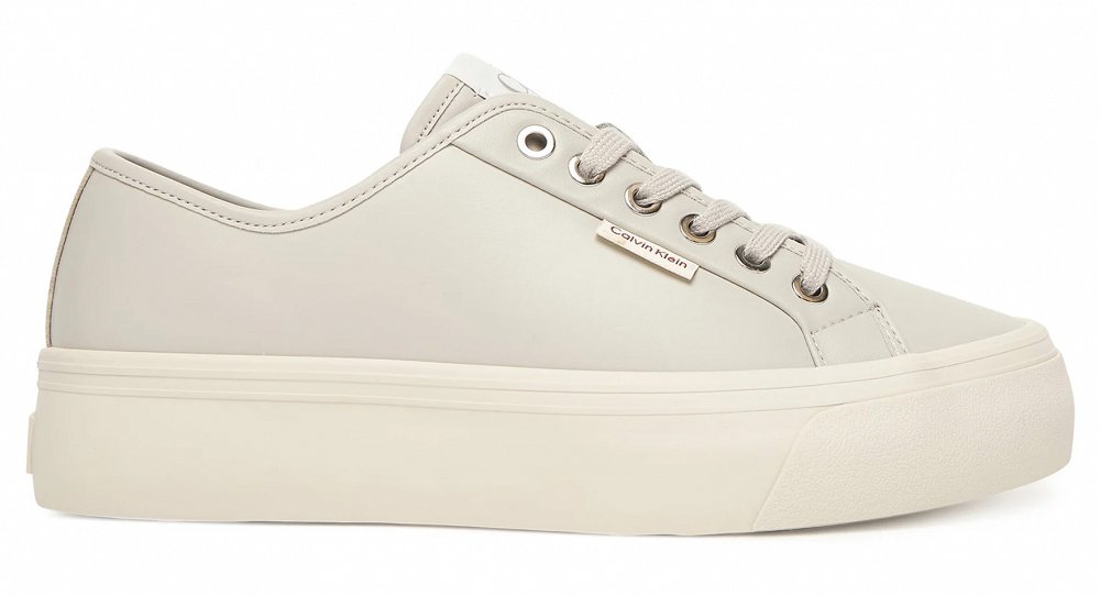 Calvin Klein Γυναικείο Casual Vulc Flatf Lace Up Lth YW0YW01932 PDJ Γκρι