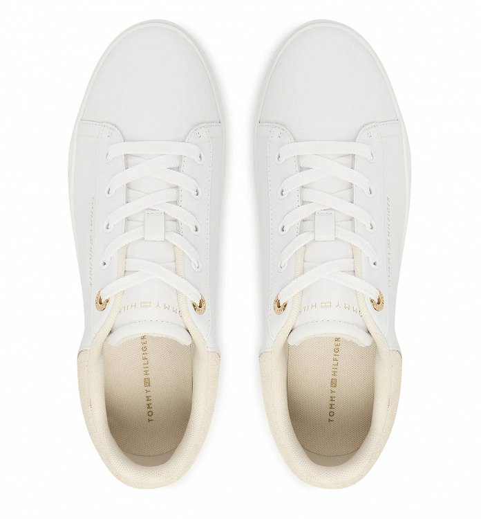 Tommy Hilfiger Γυναικείο Δερμάτινο Sneaker FW0FW09020 0K4 Λευκό