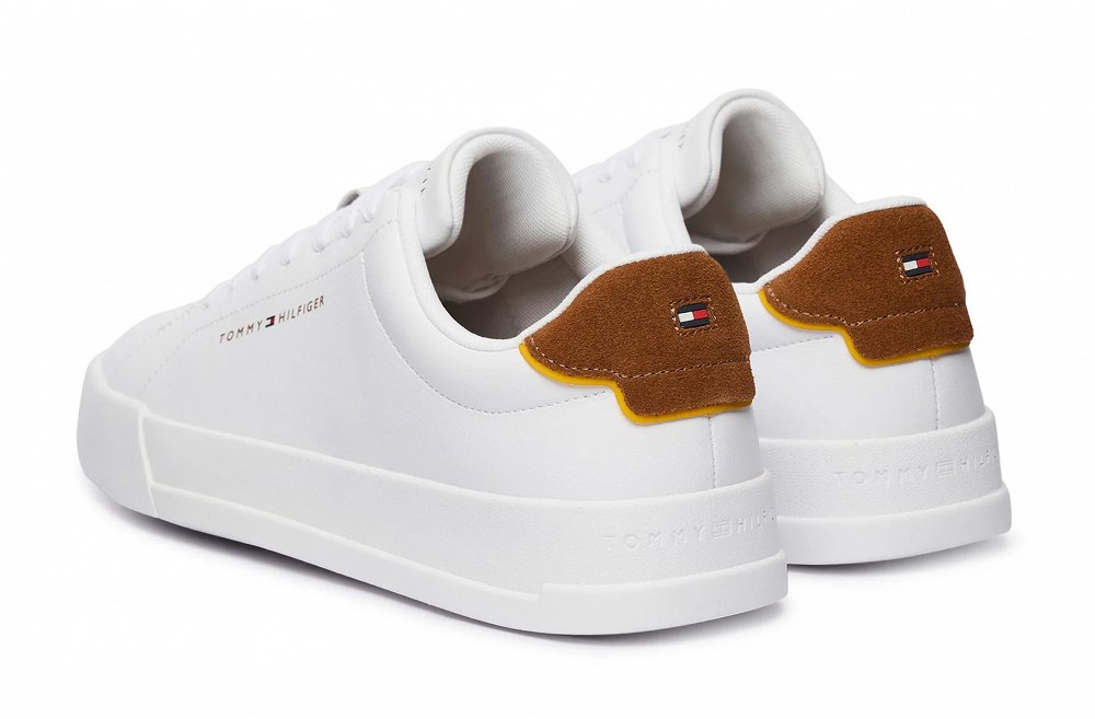 Tommy Hilfiger Ανδρικό Δερμάτινο Sneaker Th Court FM0FM05367 02R Λευκό