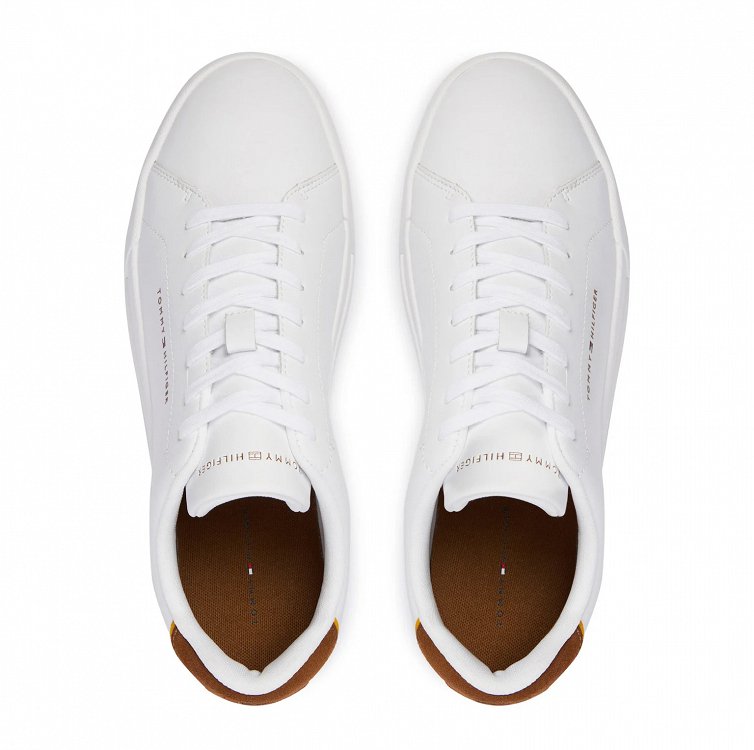 Tommy Hilfiger Ανδρικό Δερμάτινο Sneaker Th Court FM0FM05367 02R Λευκό